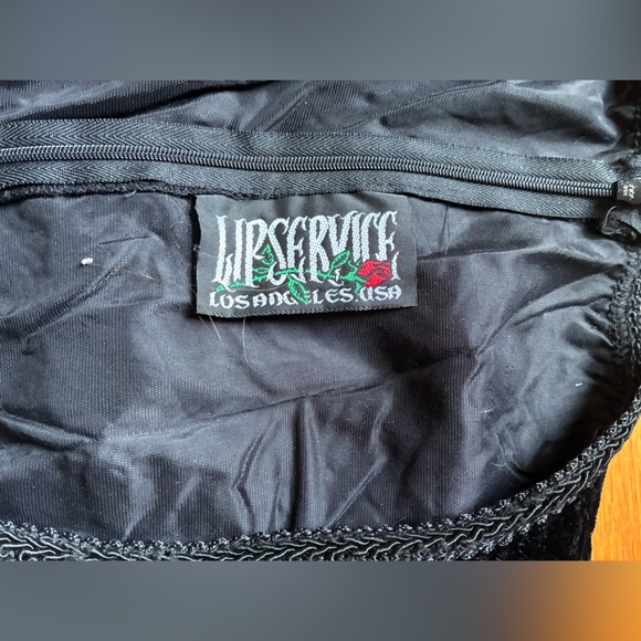 90s Lip Service Black and Purple Long Sleeve Romantic Goth Vampire Dress - Picture 3 of 9